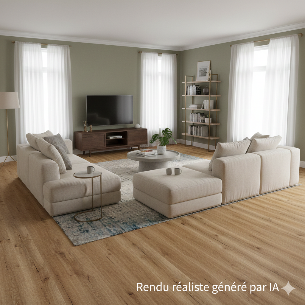 Sol PVC-SPC clipsable Izisol - chêne - rendu réaliste