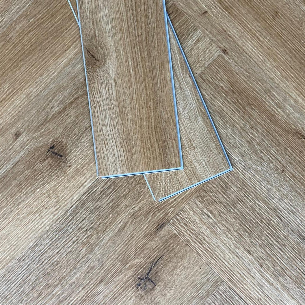 Lame PVC clipsable bâton rompu chêne naturel - 640 x 128 mm
