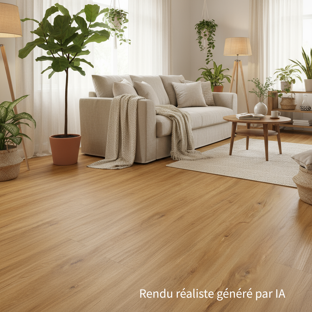 Sol PVC-SPC clipsable Izisol - chêne naturel - rendu réaliste